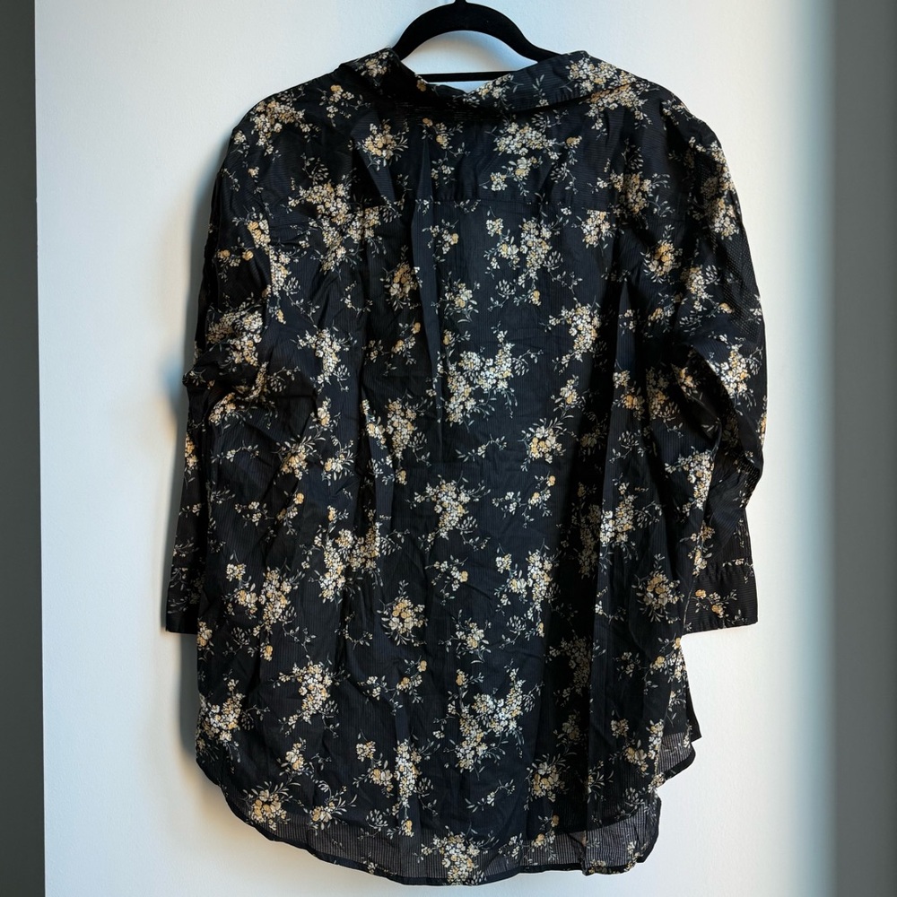 Ralph Lauren Black Floral Button Down Shirt Plus 1X - Picture 5 of 7